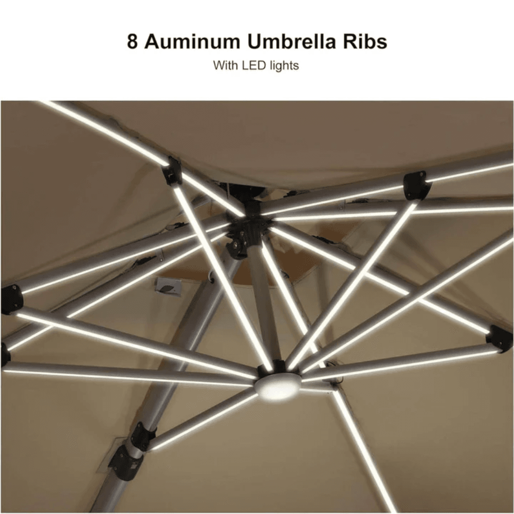 PURPLE LEAF Double Top Deluxe Solar Powered LED Square Patio Umbrella - Image 4