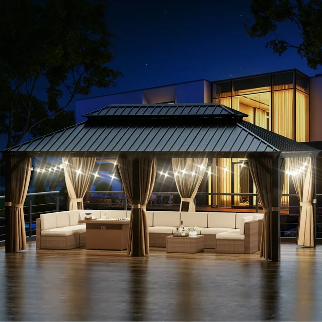Sunmthink 12×20 ft Hardtop Gazebo with Double Roof - Image 4