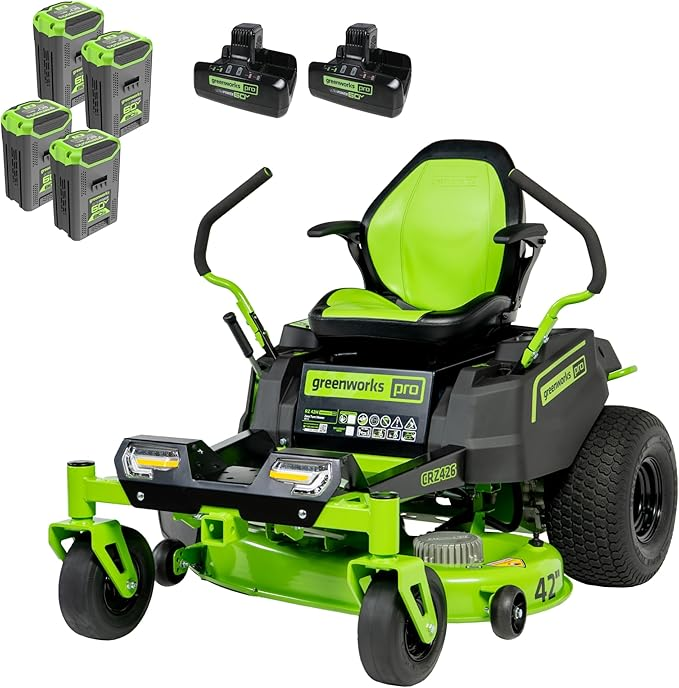 Greenworks 60V 42 Electric CrossoverZ Zero Turn Mower with 8 Ah Batteries and Dual Port Turbo Chargers
