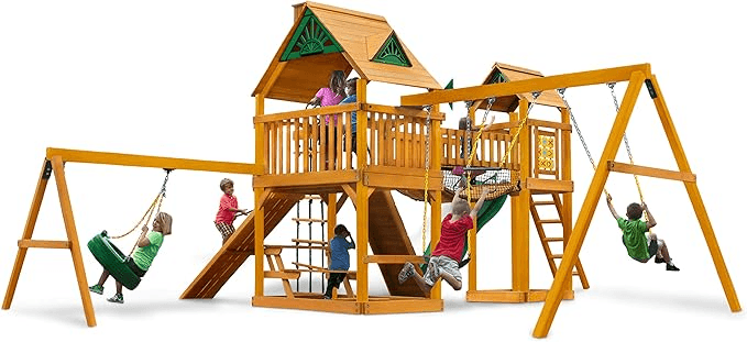 Gorilla Playsets Pioneer Peak Treehouse Wooden Swing Set - Image 3