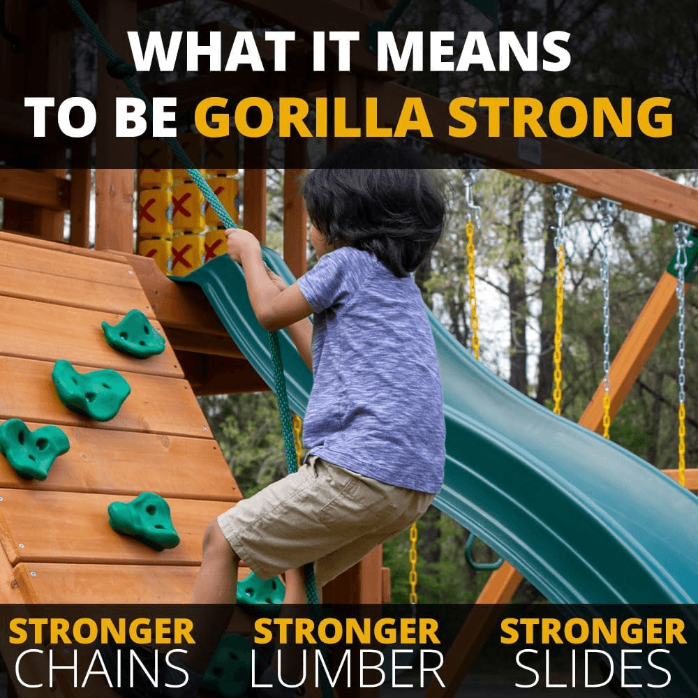 Gorilla Playsets Mountaineer Treehouse Wooden Swing Set - Image 3