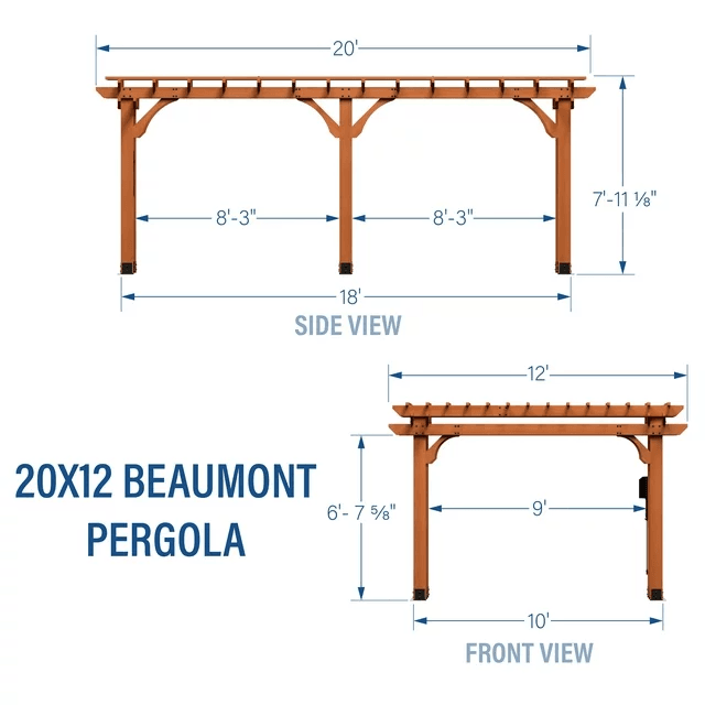 Backyard Discovery Beaumont Pergola 20′x12′ Premium Cedar - Image 5