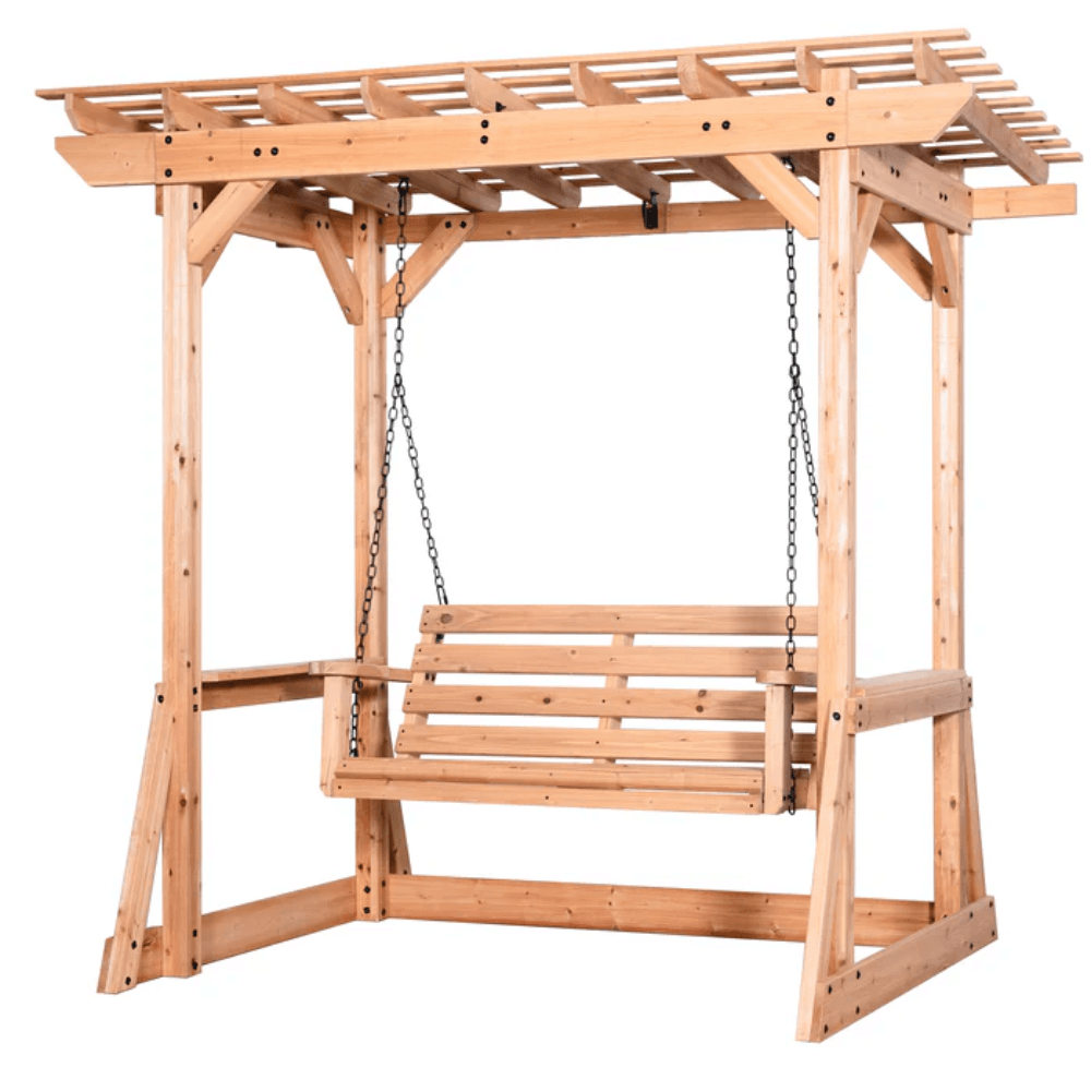 Backyard Discovery Callahan Cedar Wood Outdoor Pergola Swing Bench - Image 9