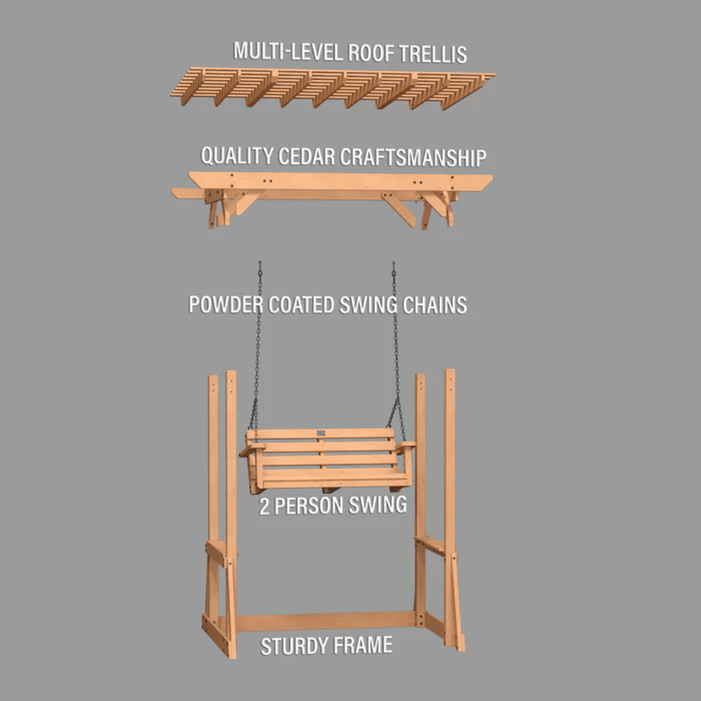 Backyard Discovery Callahan Cedar Wood Outdoor Pergola Swing Bench - Image 11