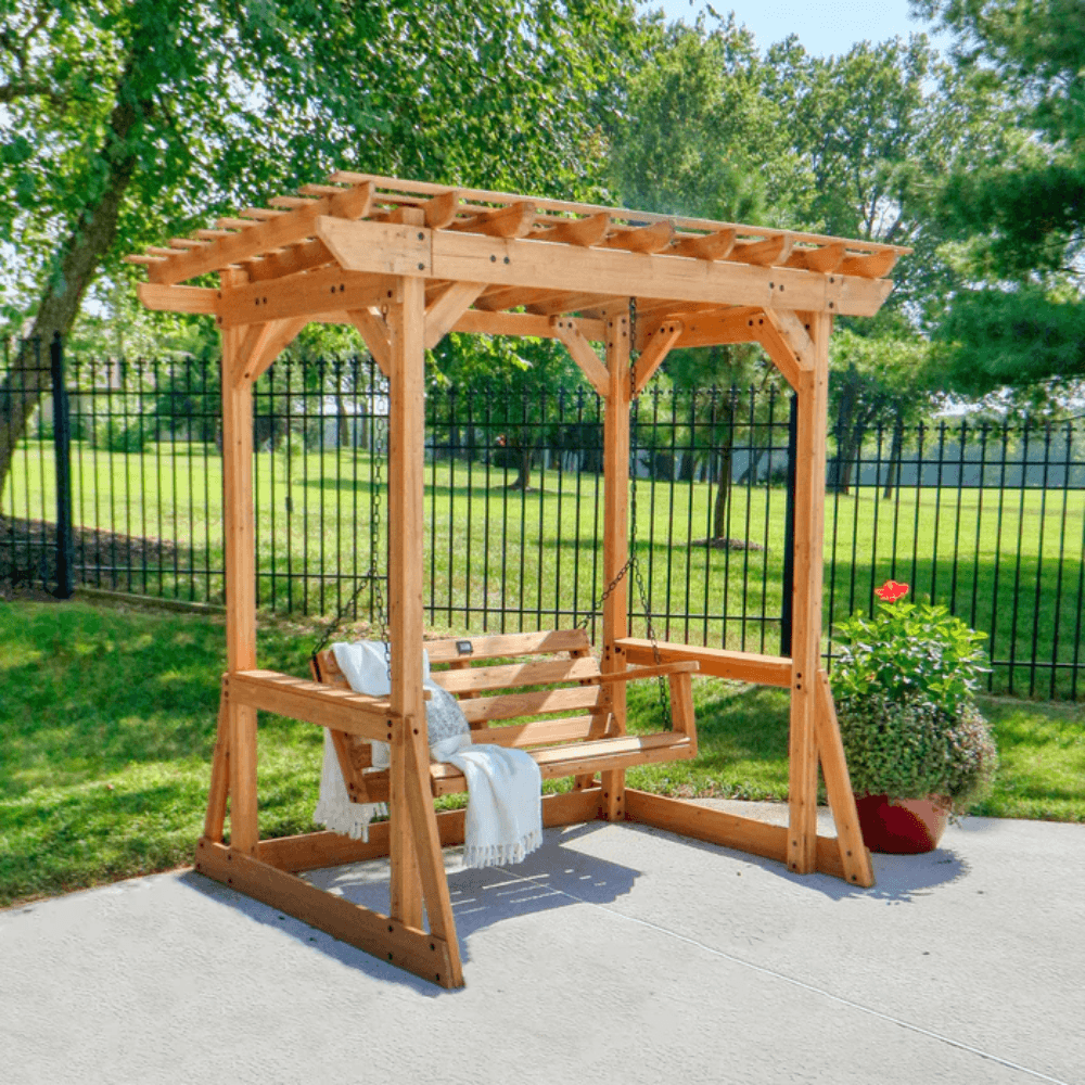 Backyard Discovery Callahan Cedar Wood Outdoor Pergola Swing Bench - Image 7