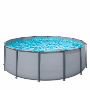Funsicle Oasis Above Ground Metal Frame Swimming Pool Set – with FB1200S AutoSkimmer Pump, Ladder, Cover, Cloth & Deluxe Maint. Kit, 14′ x 48″, Round, Gray